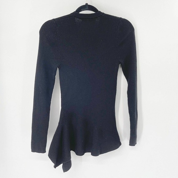 Steffen Schraut Wool Ribbed Asymmetric Hem Sweater Sz 40 Black Crewneck Pullover - Picture 4 of 9